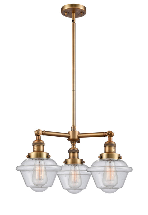 Innovations - 207-BB-G534 - Three Light Chandelier - Franklin Restoration - Brushed Brass