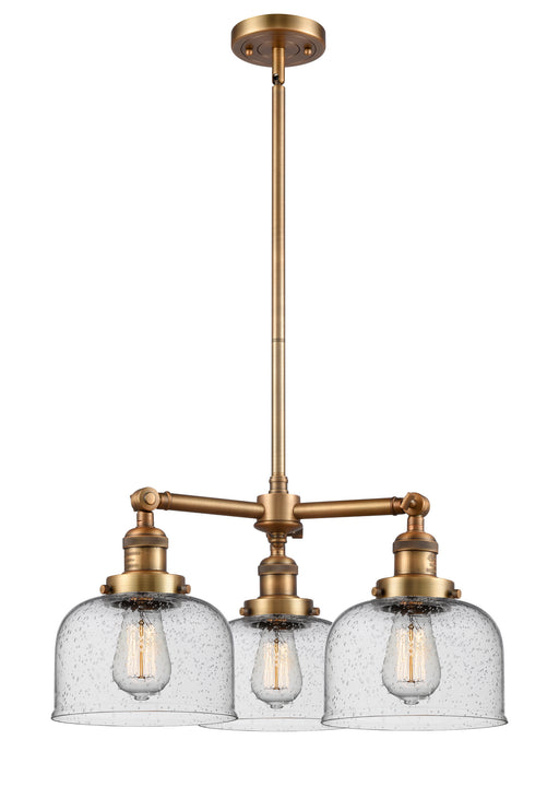 Innovations - 207-BB-G74 - Three Light Chandelier - Franklin Restoration - Brushed Brass