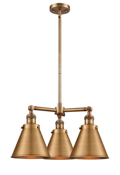 Innovations - 207-BB-M13-BB - Three Light Chandelier - Franklin Restoration - Brushed Brass