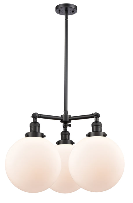 Innovations - 207-BK-G201-10 - Three Light Chandelier - Franklin Restoration - Matte Black
