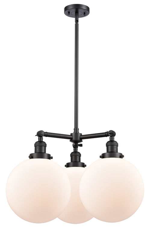 Innovations - 207-BK-G201-10 - Three Light Chandelier - Franklin Restoration - Matte Black