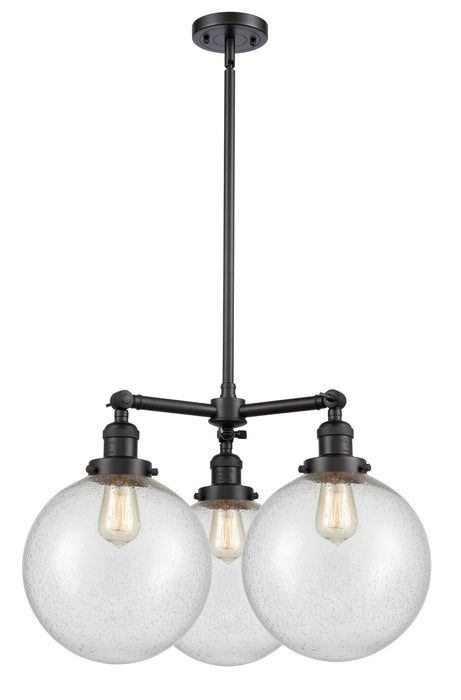 Innovations - 207-BK-G204-10 - Three Light Chandelier - Franklin Restoration - Matte Black