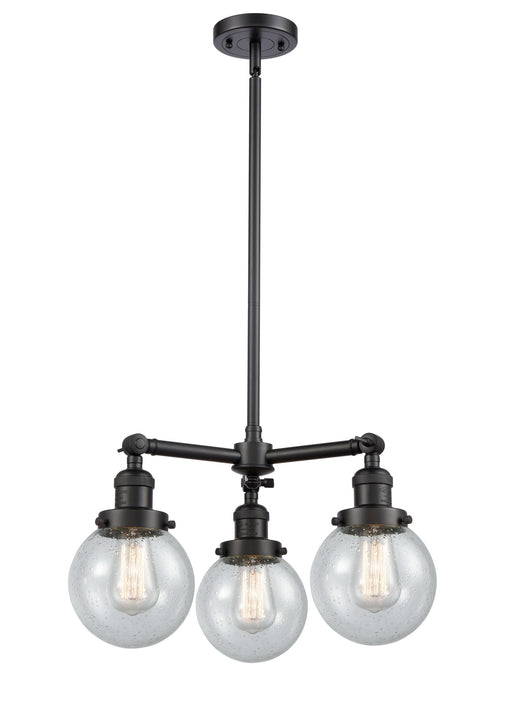 Innovations - 207-BK-G204-6 - Three Light Chandelier - Franklin Restoration - Matte Black
