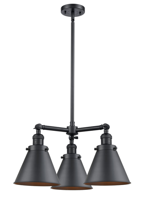Innovations - 207-BK-M13-BK - Three Light Chandelier - Franklin Restoration - Matte Black