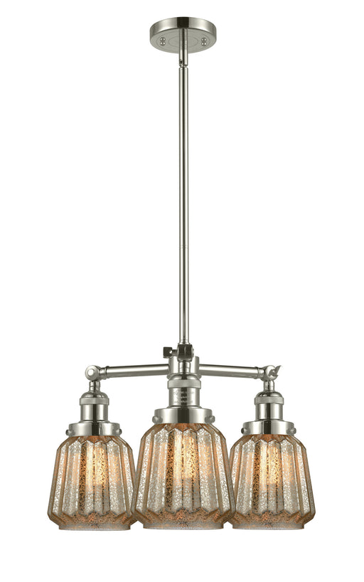 Innovations - 207-PN-G146 - Three Light Chandelier - Franklin Restoration - Polished Nickel