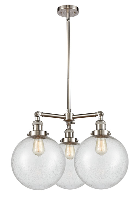 Innovations - 207-SN-G204-10 - Three Light Chandelier - Franklin Restoration - Brushed Satin Nickel