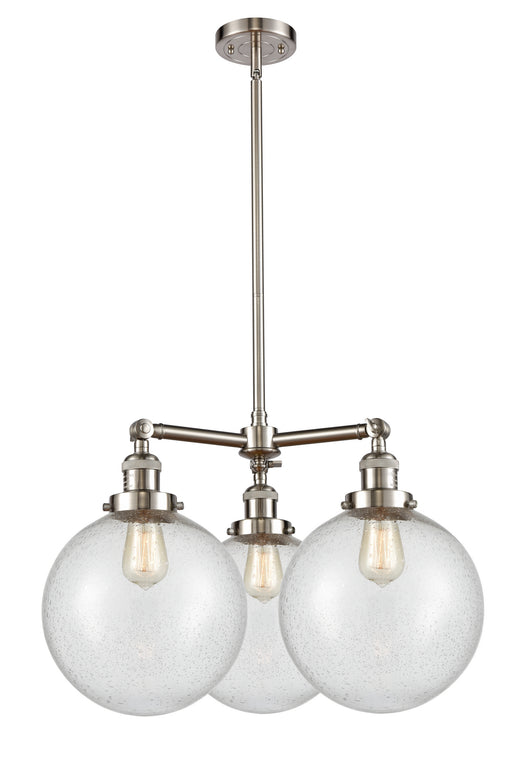 Innovations - 207-SN-G204-10 - Three Light Chandelier - Franklin Restoration - Brushed Satin Nickel