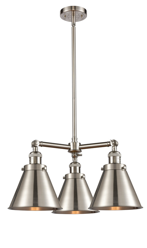 Innovations - 207-SN-M13-SN - Three Light Chandelier - Franklin Restoration - Brushed Satin Nickel