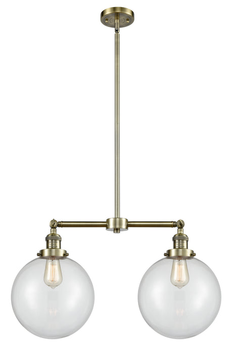 Innovations - 209-AB-G202-10 - Two Light Island Pendant - Franklin Restoration - Antique Brass