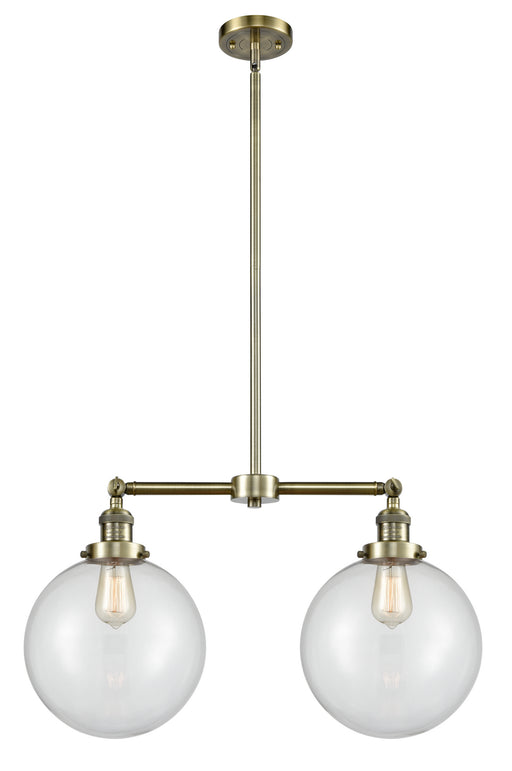 Innovations - 209-AB-G202-10 - Two Light Island Pendant - Franklin Restoration - Antique Brass