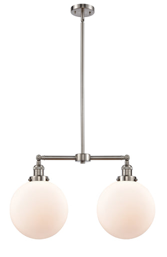 Franklin Restoration Two Light Island Pendant Brushed Satin Nickel