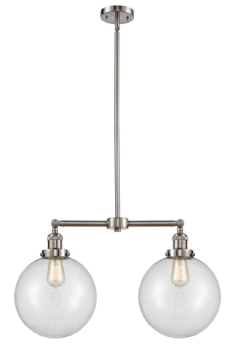 Franklin Restoration Two Light Island Pendant Brushed Satin Nickel