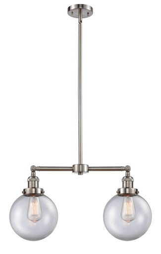 Franklin Restoration Two Light Island Pendant Brushed Satin Nickel