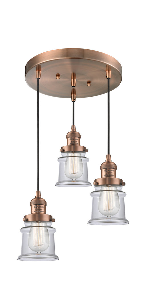 Innovations - 211/3-AC-G182S - Three Light Pendant - Franklin Restoration - Antique Copper