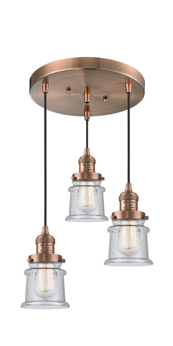 Innovations - 211/3-AC-G184S - Three Light Pendant - Franklin Restoration - Antique Copper