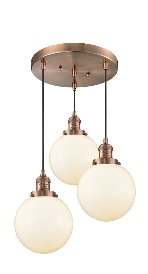 Innovations - 211/3-AC-G201-8 - Three Light Pendant - Franklin Restoration - Antique Copper