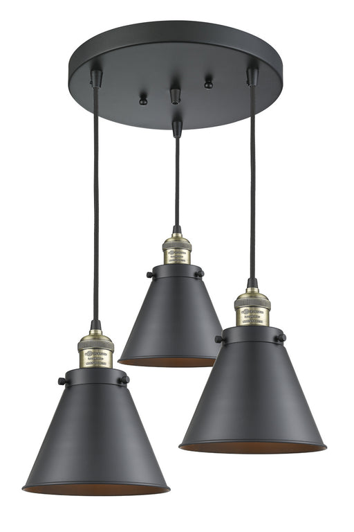 Innovations - 211/3-BAB-M13-BK - Three Light Pendant - Franklin Restoration - Black Antique Brass