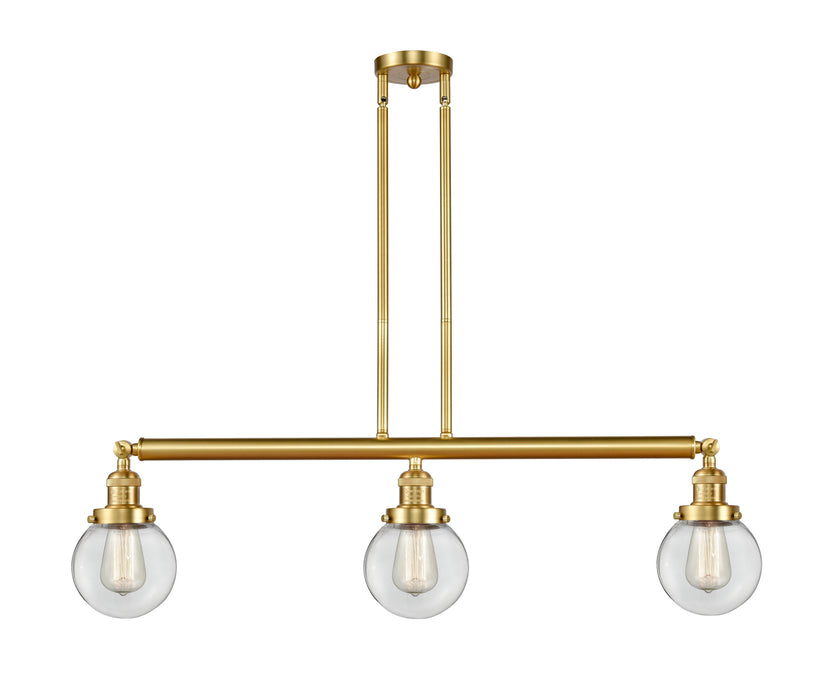 Innovations - 213-SG-G202-6 - Three Light Island Pendant - Franklin Restoration - Satin Gold