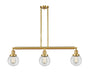 Innovations - 213-SG-G202-6 - Three Light Island Pendant - Franklin Restoration - Satin Gold