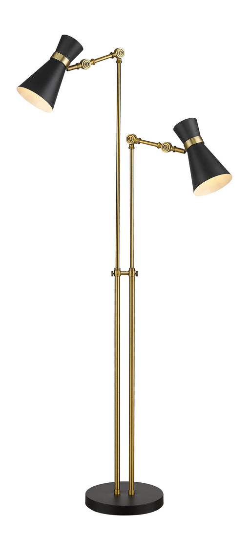 Z-Lite - 728FL-MB-HBR - Two Light Floor Lamp - Soriano - Matte Black / Heritage Brass