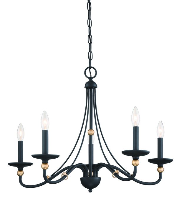 Minka-Lavery - 1045-677 - Five Light Chandelier - Westchester County - Sand Coal With Skyline Gold Le