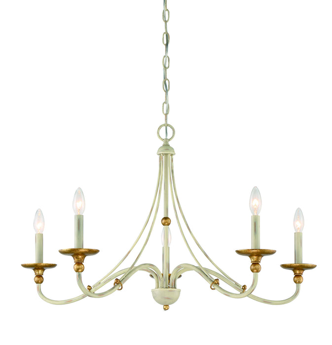Minka-Lavery - 1045-701 - Five Light Chandelier - Westchester County - Farm House White With Gilded G