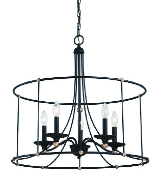 Minka-Lavery - 1047-677 - Five Light Chandelier - Westchester County - Sand Coal With Skyline Gold Le