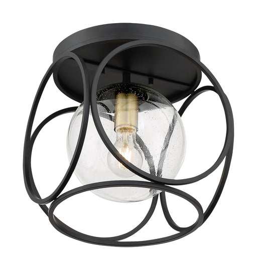Nuvo Lighting - 60-6946 - One Light Flush Mount - Aurora - Black / Vintage Brass