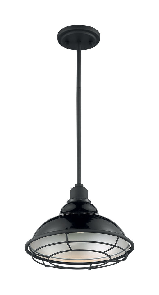 Nuvo Lighting - 60-7004 - One Light Pendant - Newbridge - Gloss Black / Silver