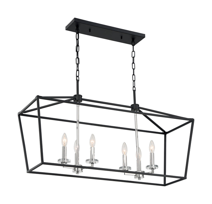 Nuvo Lighting - 60-7146 - Six Light Island Pendant - Storyteller - Matte Black / Polished Nickel Accents