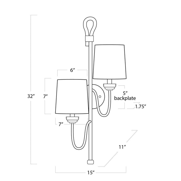 Regina Andrew - 15-1125 - Two Light Wall Sconce - Natural