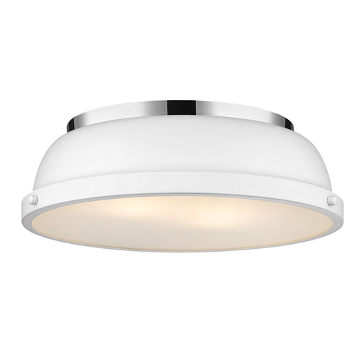 Golden - 3602-14 CH-WHT - Two Light Flush Mount - Duncan - Chrome