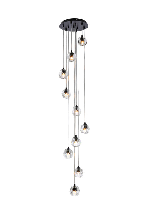 Elegant Lighting - 3505G11BK - Ten Light Pendant - Eren - Black