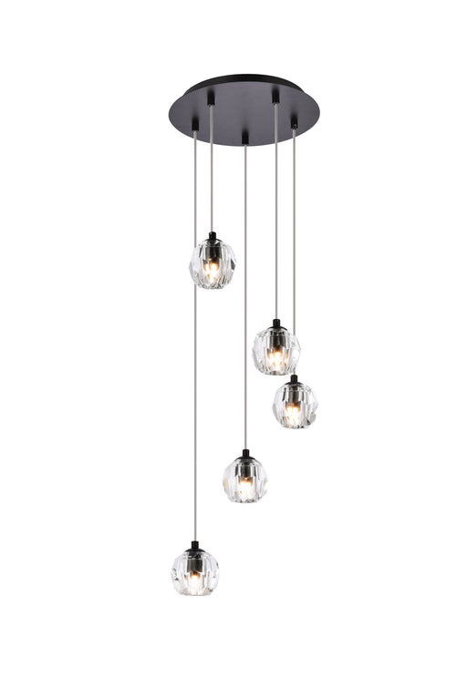Elegant Lighting - 3505G12BK - Five Light Pendant - Eren - Black