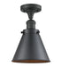 Innovations - 517-1CH-BK-M13-BK - One Light Semi-Flush Mount - Franklin Restoration - Matte Black