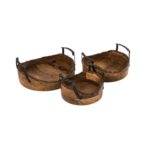 Elk Lifestyle - 639814 - Set of 3 Bowls - Hartley - Natural Mango Wood, Rustic, Food-Safe, Rustic, Food-Safe