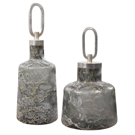 Uttermost - 17840 - Bottles, S/2 - Storm - Charcoal, Taupe, And Silver