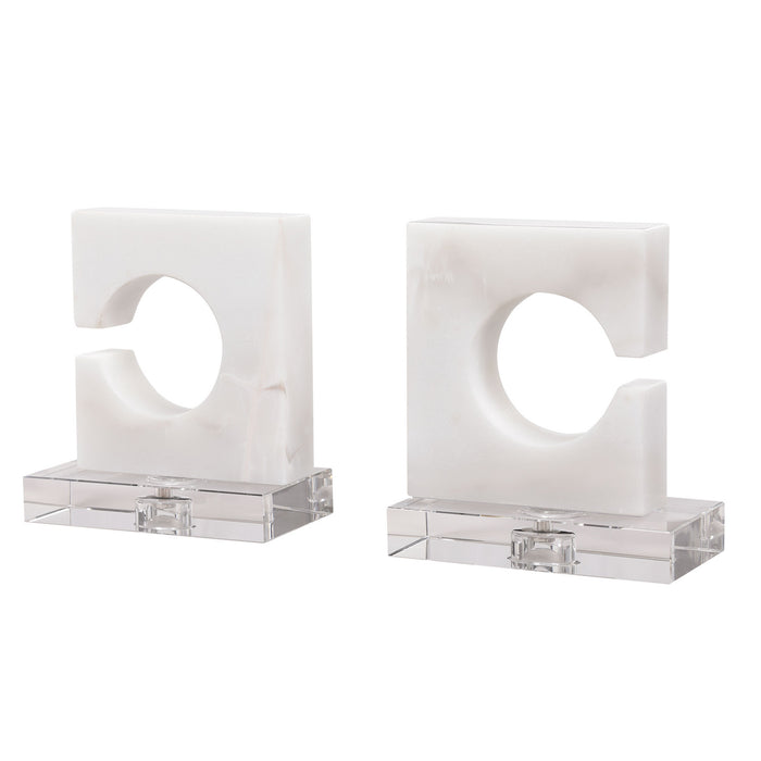 Uttermost - 17864 - Bookends, S/2 - Clarin - Clean, White And Gray
