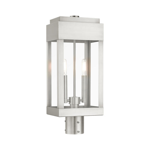 Livex Lighting - 21236-91 - Two Light Outdoor Post Top Lantern - York - Brushed Nickel