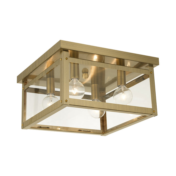 Livex Lighting - 4032-01 - Four Light Flush Mount - Milford - Antique Brass