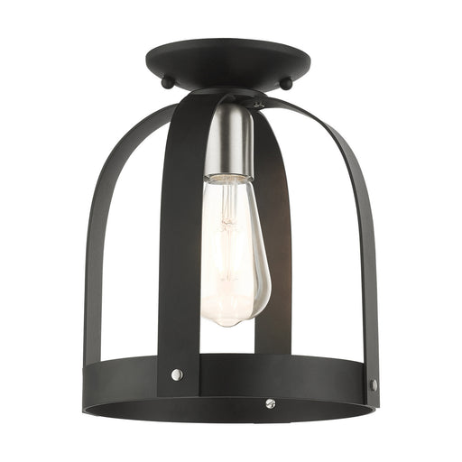 Livex Lighting - 49641-14 - One Light Semi Flush Mount - Stoneridge - Textured Black