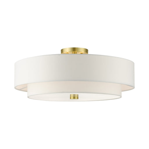 Livex Lighting - 52140-12 - Five Light Semi Flush Mount - Meridian - Satin Brass