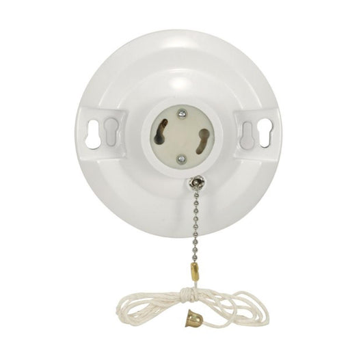 Phenolic Gu24 On-Off Pull Chain Ceiling Receptacle White