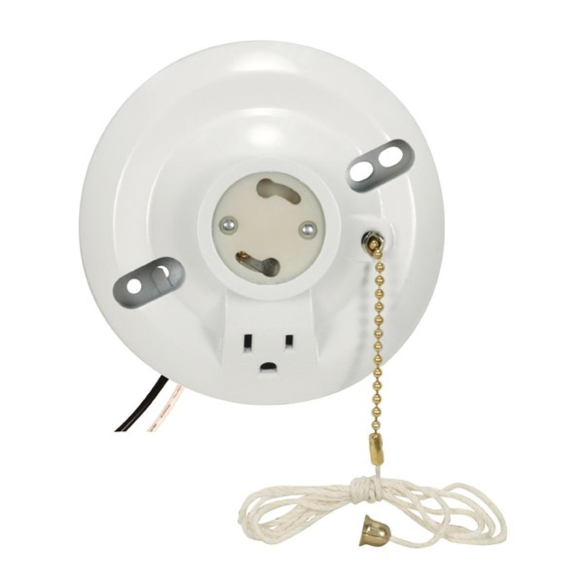 Satco - 90-2484 - On-Off Pull Chain Ceiling Receptacle With Grounded ...