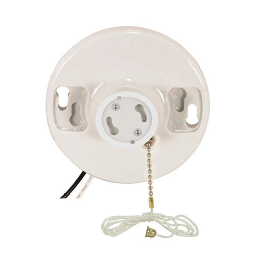 Pull Chain White Porcelain Gu24 On-Off Pull Chain Ceiling Receptacle White