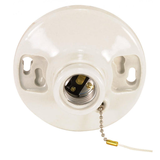 Terminal Glazed Porcelain On-Off Pull Chain Ceiling Receptacle