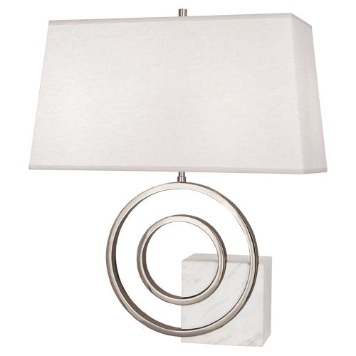 Robert Abbey - L910 - Two Light Table Lamp - Jonathan Adler Saturn - Polished Nickel w/ White Marble Accent