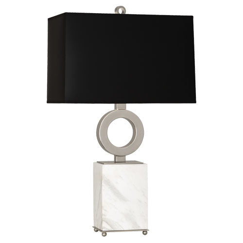 Robert Abbey - S405B - One Light Table Lamp - Oculus - Antique Silver w/ White Marble Base