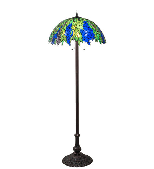 Meyda Tiffany - 122833 - Three Light Floor Lamp - Tiffany Honey Locust - Mahogany Bronze