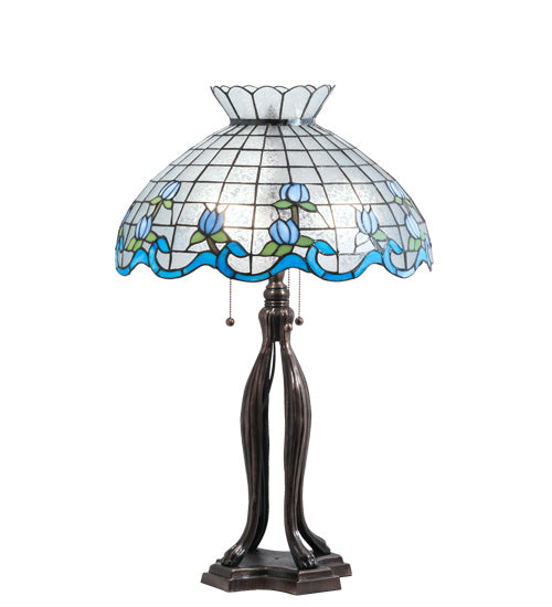 Meyda Tiffany - 140466 - Three Light Table Lamp - Roseborder - Mahogany Bronze